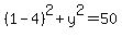 %281-4%29%5E2%2By%5E2=50