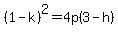 %281-k%29%5E2=4p%283-h%29