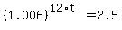 %281.006%29%5E%2812%2At%29=2.5