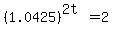 %281.0425%29%5E%282t%29+=+2
