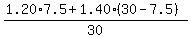 %281.20%2A7.5+%2B+1.40%2A%2830-7.5%29%29%2F30