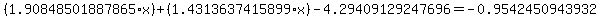 %281.90848501887865%2Ax%29%2B%281.4313637415899%2Ax%29-4.29409129247696=-0.9542450943932