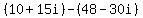 %2810%2B15i%29-%2848-30i%29