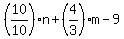 %2810%2F10%29n%2B%284%2F3%29m-9