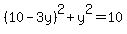 %2810-3y%29%5E2%2By%5E2+=10