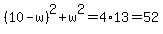 %2810-w%29%5E2%2Bw%5E2=4%2A13=52