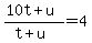 %2810t%2Bu%29%2F%28t%2Bu%29=4