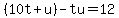 %2810t%2Bu%29-tu+=+12
