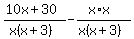 %2810x%2B30%29%2F%28x%28x%2B3%29%29+-+%28x%2Ax%29%2F%28x%28x%2B3%29%29