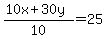 %2810x%2B30y%29%2F10=25