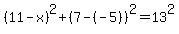 %2811-x%29%5E2%2B%287-%28-5%29%29%5E2=13%5E2
