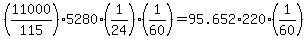 %2811000%2F115%29%2A5280%2A%281%2F24%29%2A%281%2F60%29+=+95.652%2A220%2A%281%2F60%29