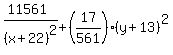 %2811561%29%2F%28x%2B22%29%5E2%2B%2817%2F561%29%28y%2B13%29%5E2%29=561%2F561