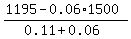 %281195-0.06%2A1500%29%2F%280.11%2B0.06%29