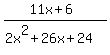 %2811x%2B6%29%2F%282x%5E2%2B26x%2B24%29%2C+%7B%7B%7Bx=2