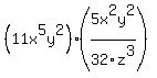 %2811x%5E5y%5E2%29%285x%5E2y%5E2%2F32z%5E3%29