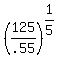 %28125%2F.55%29%5E%281%2F5%29