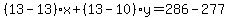 %2813-13%29%2Ax%2B%2813-10%29y=286-277