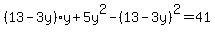 %2813-3y%29y%2B5y%5E2-%2813-3y%29%5E2=41