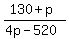 %28130%2Bp%29%2F%284p-520%29