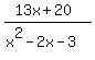 %2813x%2B20%29%2F%28x%5E2-2x-3%29
