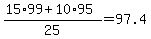 %2815%2A99%2B10%2A95%29%2F25=97.4