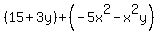 %2815%2B3y%29%2B%28-5x%5E2-x%5E2y%29