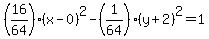 %2816%2F64%29%28x-0%29%5E2-%281%2F64%29%28y%2B2%29%5E2=1