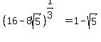 %2816-8sqrt%285%29%29%5E%281%2F3%29=1-sqrt%285%29