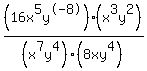 %2816x%5E5y%5E-8%29%28x%5E3y%5E2%29%2F%28x%5E7y%5E4%29%288xy%5E4%29