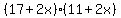%2817%2B2x%29%2811%2B2x%29