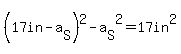 %2817in-a%5BS%5D%29%5E2-a%5BS%5D%5E2=17in%5E2
