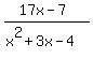 %2817x-7%29%2F%28x%5E2%2B3x-4%29