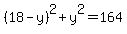 %2818-y%29%5E2+%2B+y%5E2+=+164
