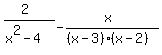 %282%29%2F%28x%5E2-4%29+-+%28x%29%2F%28%28x-3%29%28x-2%29%29