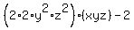 %282%2A2%2Ay%5E2%2Az%5E2%29%28xyz%29-2