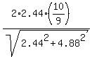 %282%2A2.44%2A%2810%2F9%29%29%2Fsqrt%282.44%5E2+%2B+4.88%5E2%29