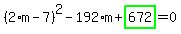 %282%2Am-7%29%5E2-192%2Am%2Bhighlight_green%28+672+%29=0