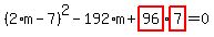 %282%2Am-7%29%5E2-192%2Am%2Bhighlight_red%28+96+%29%2Ahighlight_red%28+7+%29=0
