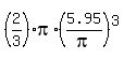 %282%2F3%29pi%2A%285.95%2Fpi%29%5E3