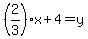 %282%2F3%29x%2B4=y