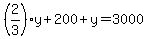 %282%2F3%29y%2B200%2By=3000