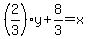 %282%2F3%29y%2B8%2F3+=+x