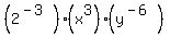 %282%5E%28-3%29%29%2A%28x%5E3%29%2A%28y%5E%28-6%29%29