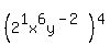 %282%5E1x%5E6y%5E%28-2%29%29%5E4
