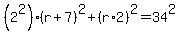%282%5E2%29%28r%2B7%29%5E2%2B%28r%2A2%29%5E2=34%5E2