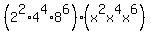 %282%5E2%2A4%5E4%2A8%5E6%29%28x%5E2x%5E4x%5E6%29