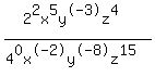 %282%5E2x%5E5y%5E-3z%5E4%29%2F%284%5E0x%5E-2y%5E-8z%5E15%29