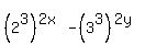 %282%5E3%29%5E%282x%29+-+%283%5E3%29%5E%282y%29
