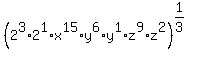 %282%5E3%2A2%5E1%2Ax%5E15%2Ay%5E6%2Ay%5E1%2Az%5E9%2Az%5E2%29%5E%281%2F3%29